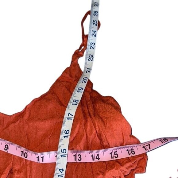 Mustard Seed Orange Crinkled Jumpsuit Rayon & Viscose Fabric Adjustable Straps S - Picture 5 of 5